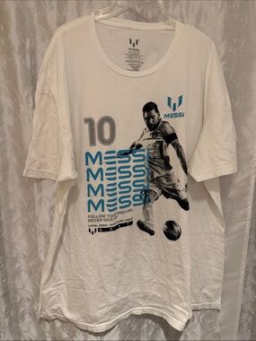 Lionel Messi White Graphic Soccer T‑Shirt - Men's Size 3XL 🔥 B3